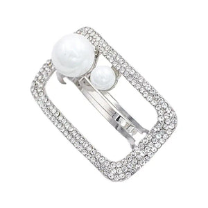Haarspange silber mit Strass und Perlen